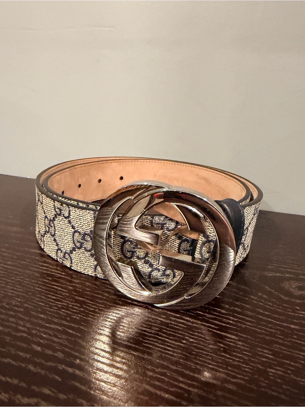 *Gucci* Beige GG Canvas Belt with Silver Interlocking G Buckle 🤩 - Fits 32 - 36”